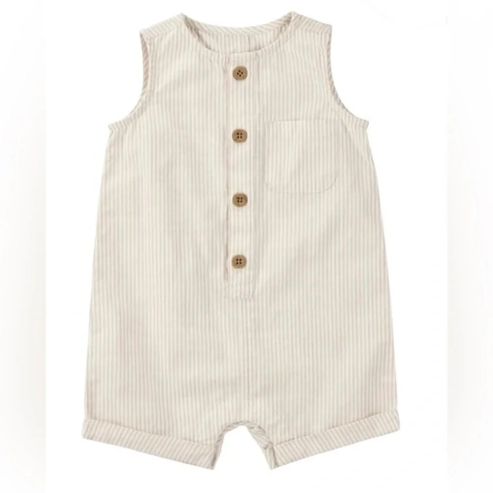Carter’s Neutral Stripes Beige Baby Cotton Jumper one piece size 3 Months
